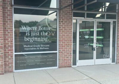 Window vinyl applied by Green House Graphix + Signs at OVME.